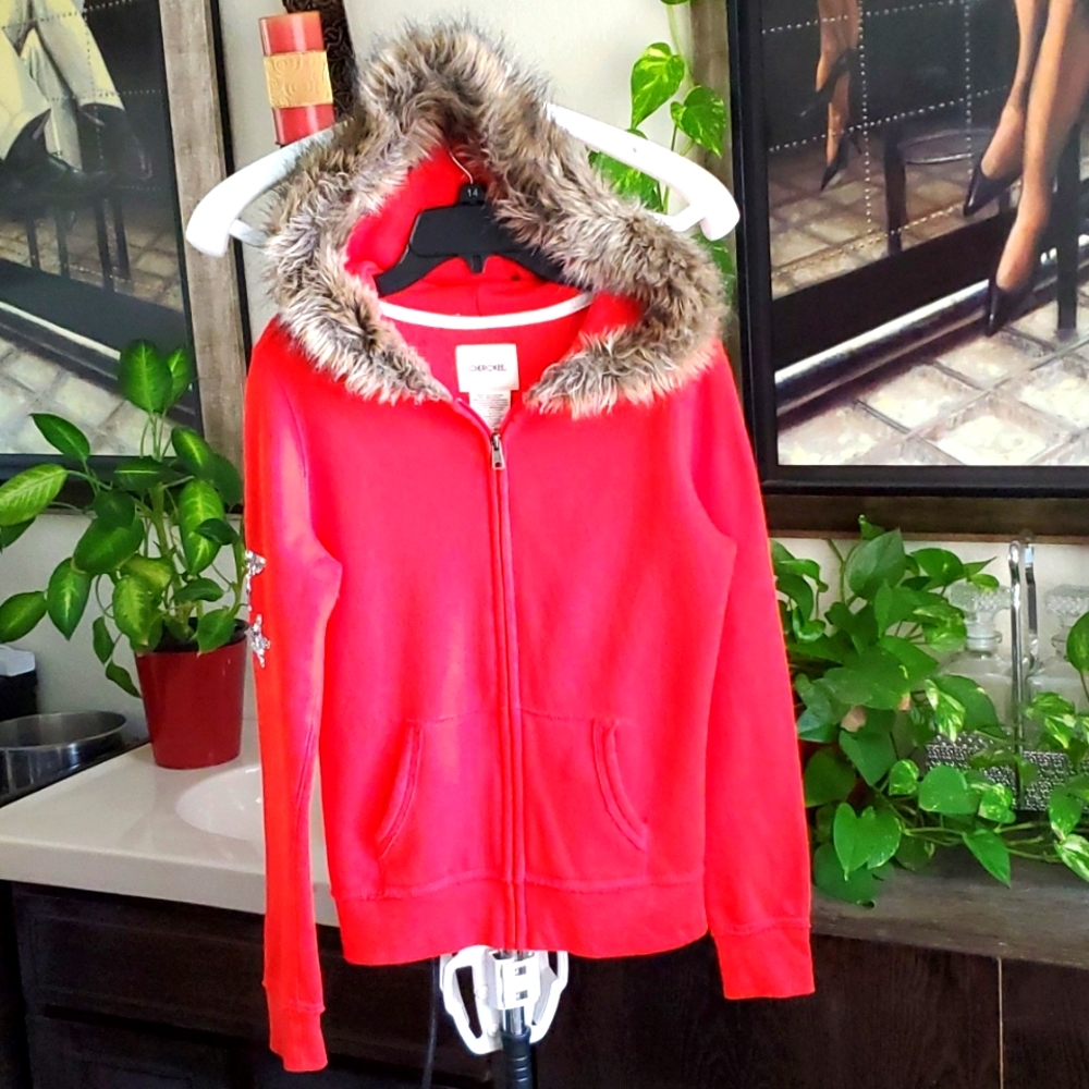 Girls Faux Fur Hoodie Jacket by Cherokee, Size XL